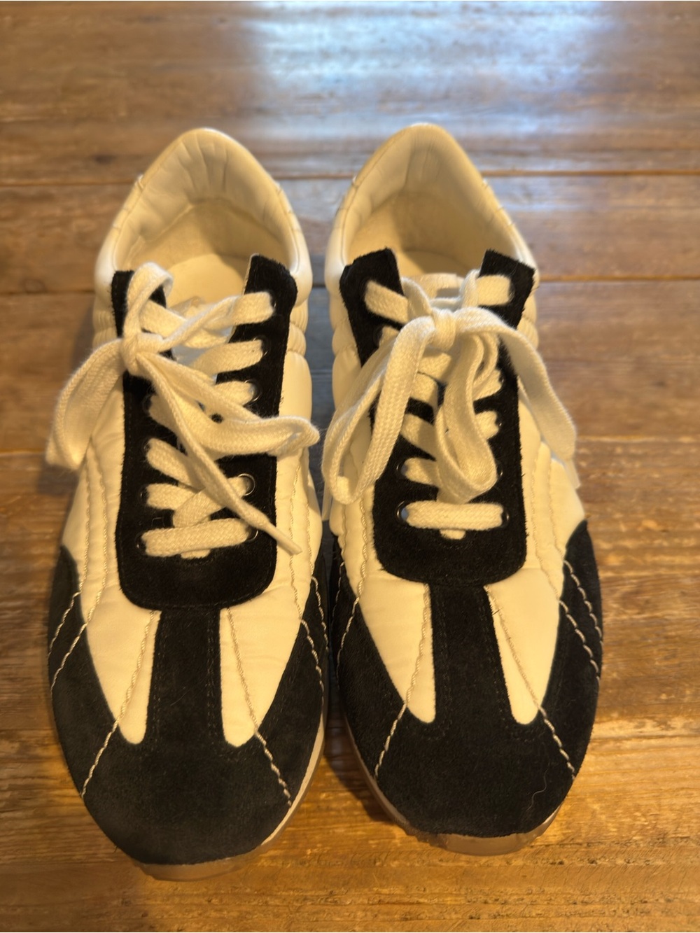 Toteme Black and White Leather & Suede Sneakers